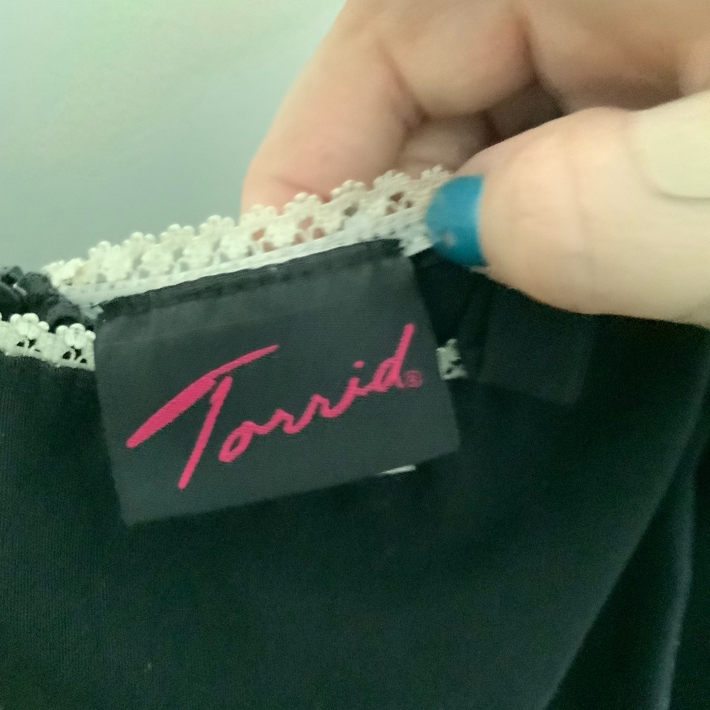 Vintage Torrid Black Dress with White Lace Accent - Picture 2 of 5